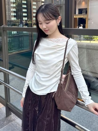 【USAGI ONLINE/ZOZOTOWN限定】レーストリムワンショルカットソー