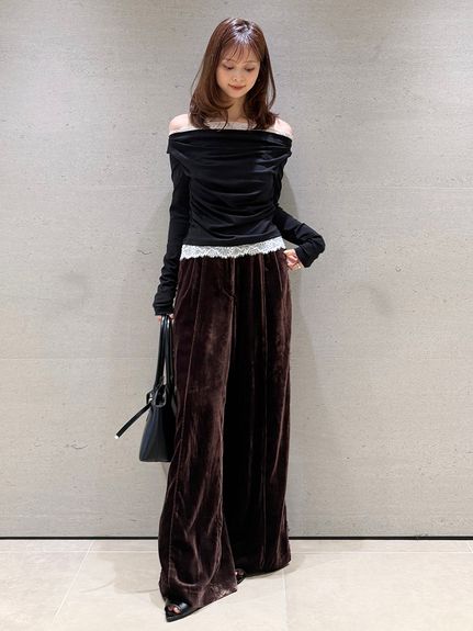 【USAGI ONLINE/ZOZOTOWN限定】レーストリムワンショルカットソー