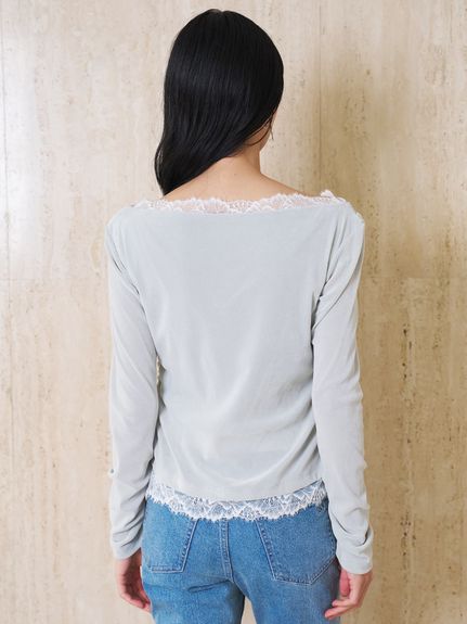 【USAGI ONLINE/ZOZOTOWN限定】レーストリムワンショルカットソー