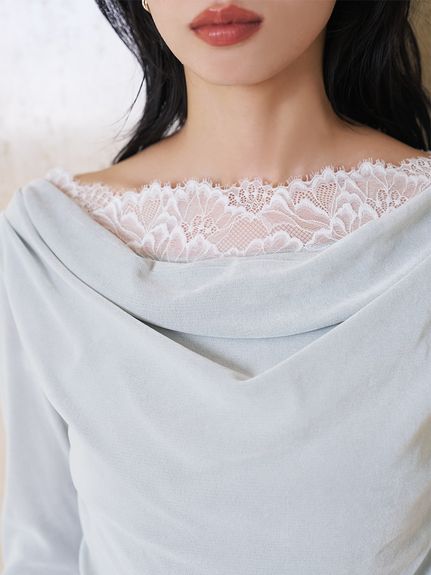 【USAGI ONLINE/ZOZOTOWN限定】レーストリムワンショルカットソー