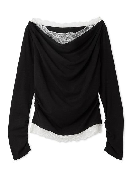 【USAGI ONLINE/ZOZOTOWN限定】レーストリムワンショルカットソー