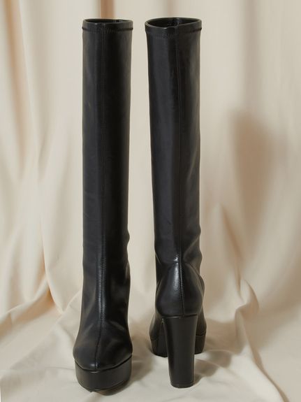 プラットフォームストレッチロングブーツ