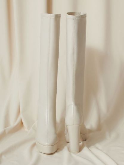 プラットフォームストレッチロングブーツ