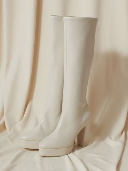プラットフォームストレッチロングブーツ