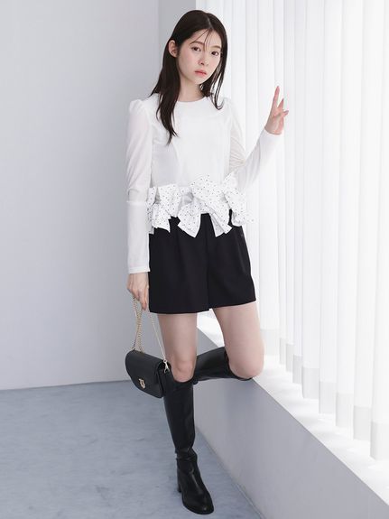 【WEB限定】リボンペプラムベロアトップス