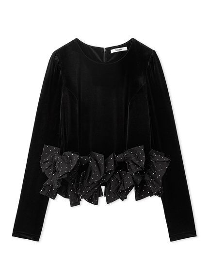 【WEB限定】リボンペプラムベロアトップス