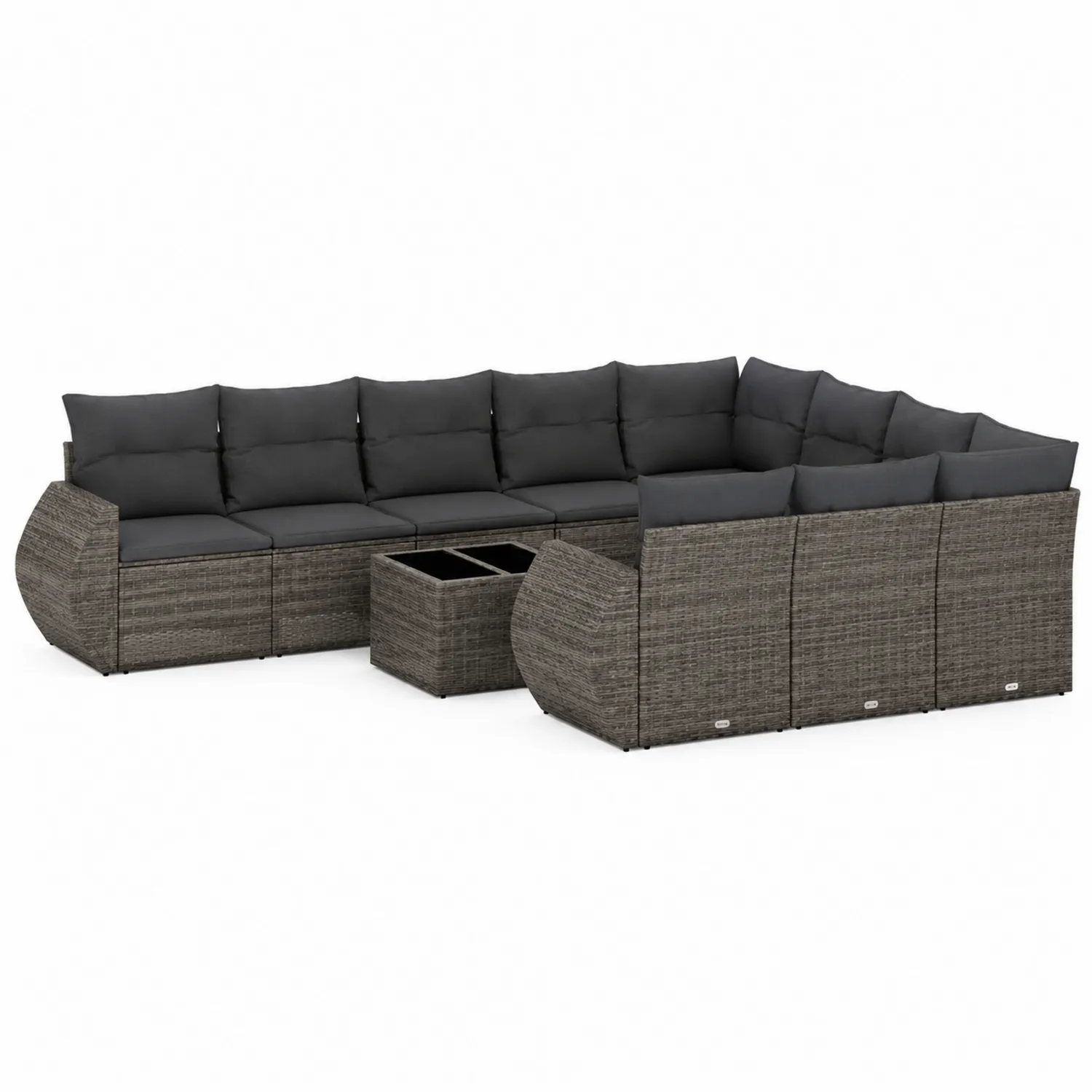 Sofa narożna z rattanu i poduszkami 6-osobowa Szary