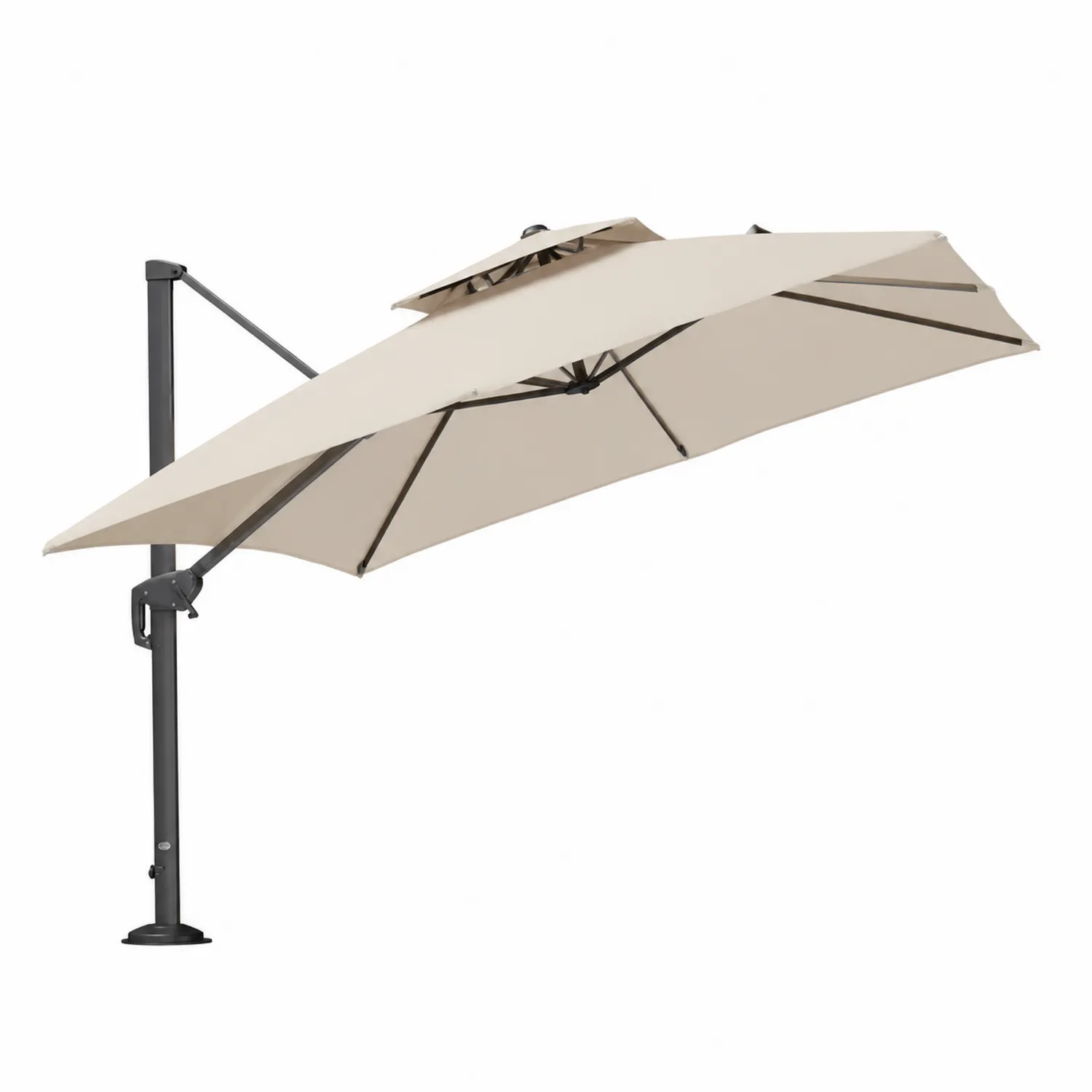 Parasol ogrodowy z wysięgnikiem okrągły 350 cm tkanina poliestrowa aluminium Beżowy