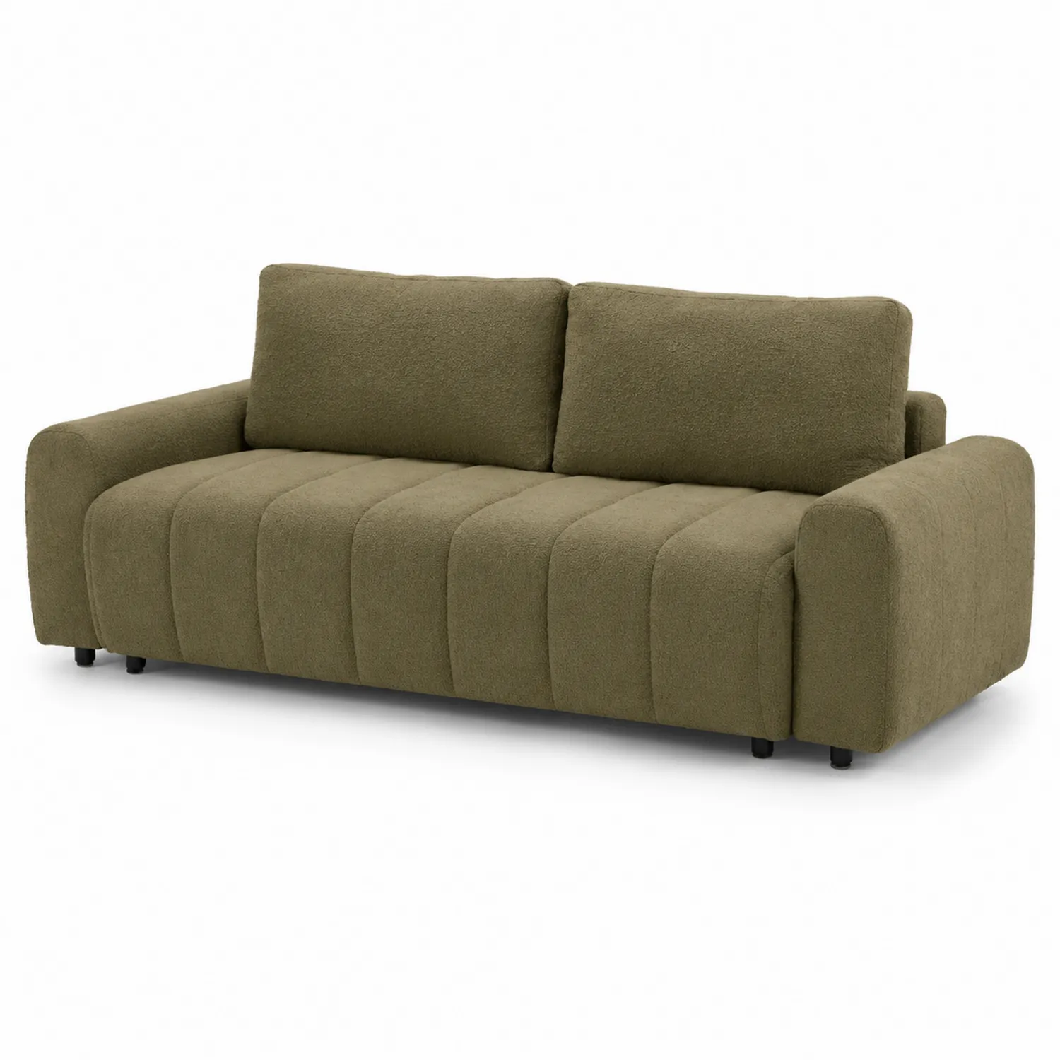 Sofa z Materiału Bouclé Oliwkowa 200x80x90 cm