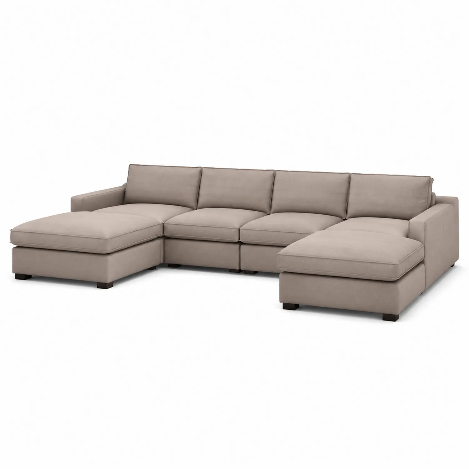 Sofa narożna modułowa z tkaniny poliestrowej w kolorze Beżowym