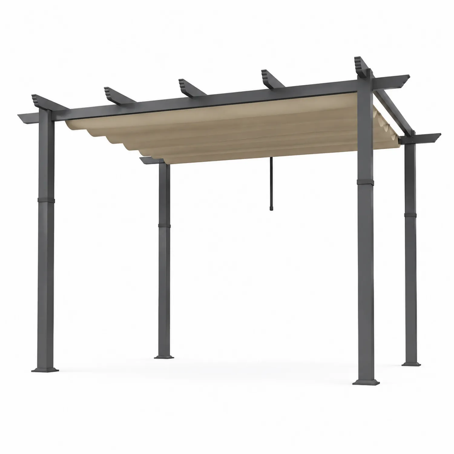 Stalowa pergola z beżowym poliestrowym dachem 3x4m