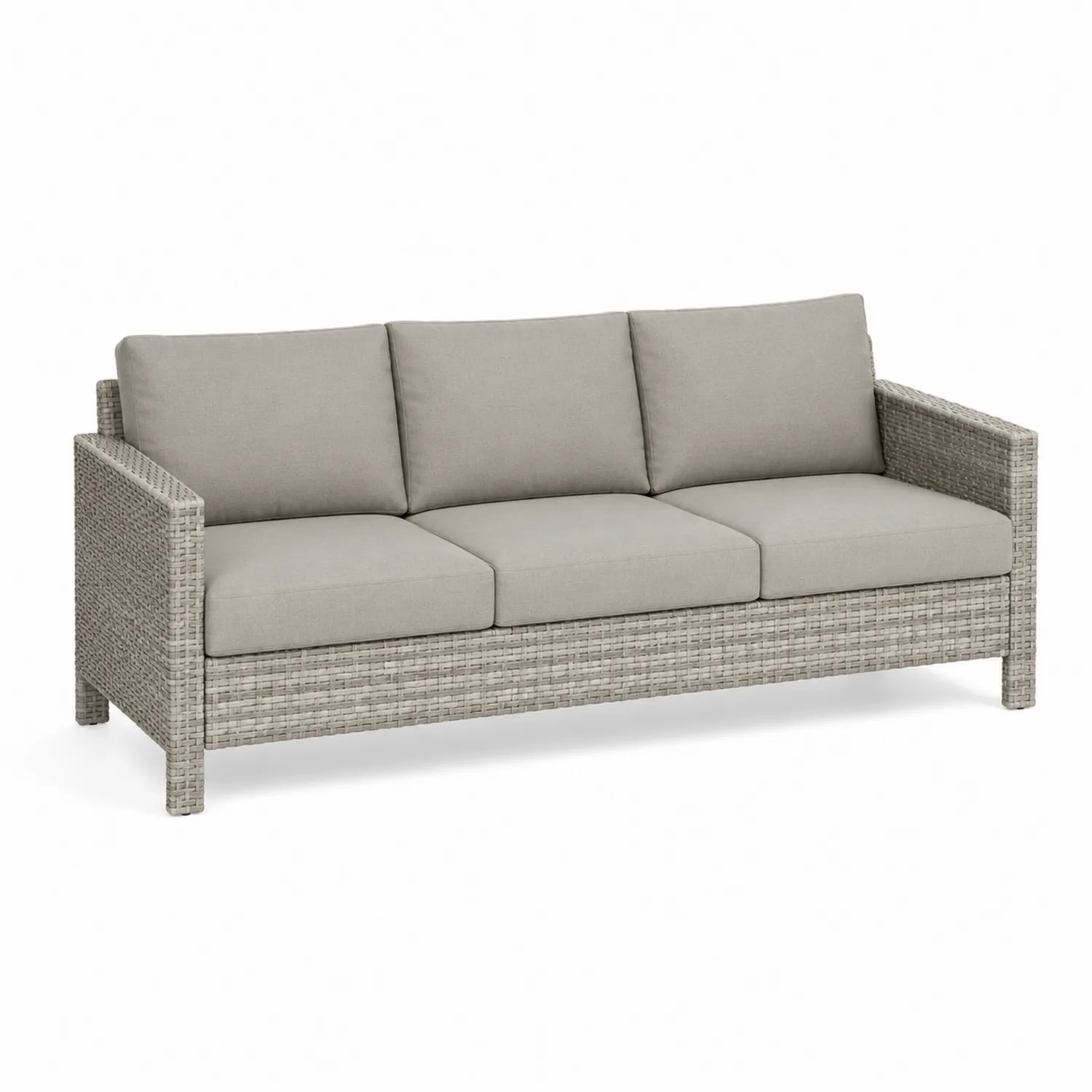 Sofa trzyosobowa rattanowa szara