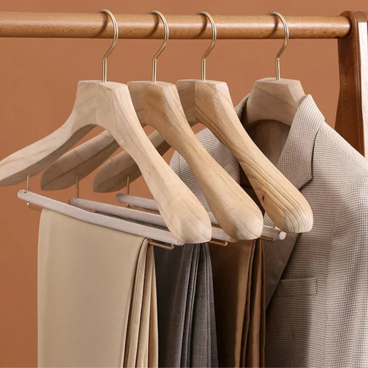 Aurelia Wooden Hangers | Premium Camphor Wood, Wide Shoulder Design