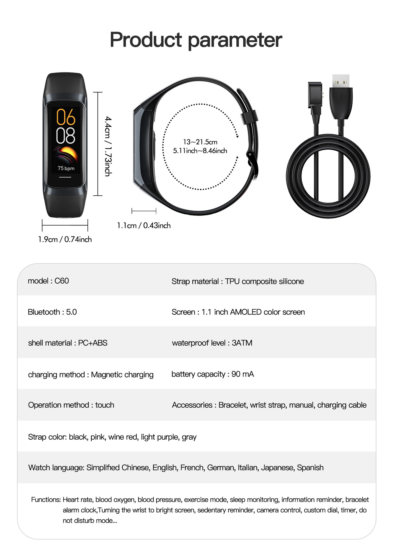 Style Waterproof Smart Fitness Tracker With Heart Rate