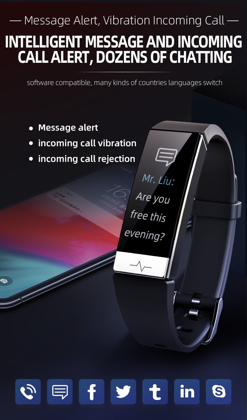 ECG Blood Oxygen Sleep Monitoring Multi-Sport Smart Bracelet