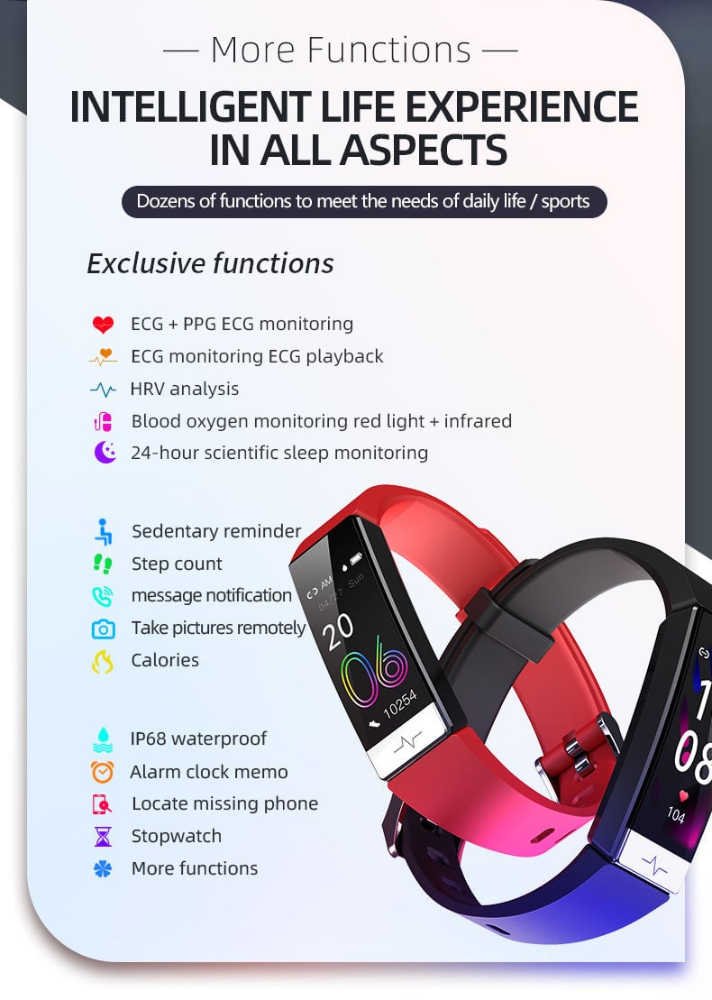 ECG Blood Oxygen Sleep Monitoring Multi-Sport Smart Bracelet