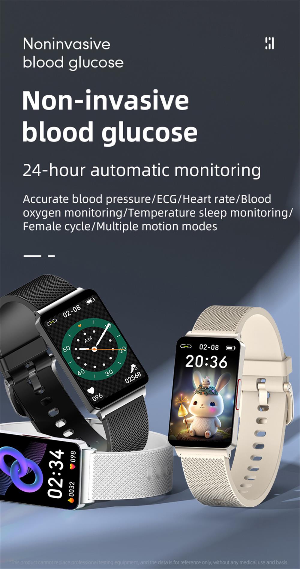 EP08 High-end ECG/EKG Blood Sugar Blood Oxygen Monitoring Waterproof Smart Bracelet