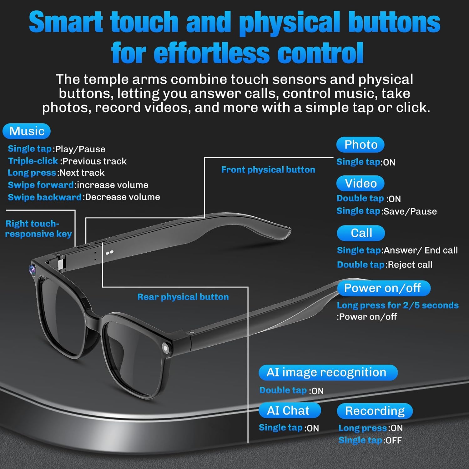 Cowaudio™ G12 AI Smart Glasses with 4K Camera, AI Assistant, Object Recognition, Translation & Bluetooth Audio