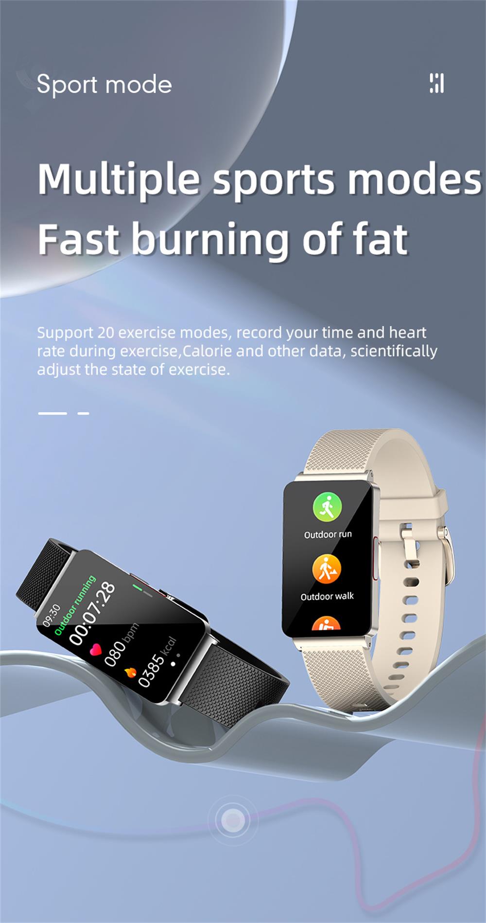 EP08 High-end ECG/EKG Blood Sugar Blood Oxygen Monitoring Waterproof Smart Bracelet