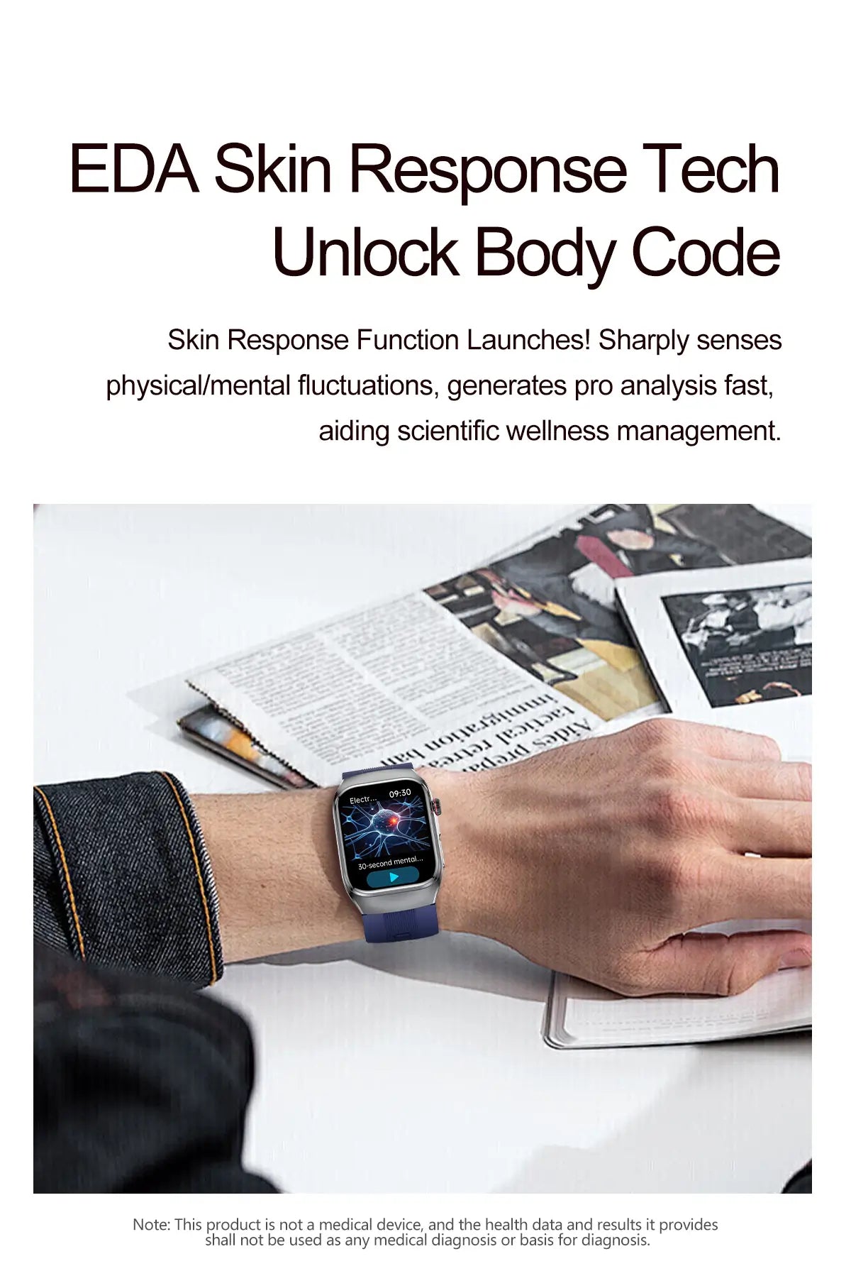 Blood Pressure Smartwatch with Continuous BP Monitoring, Heart Rate & ECG Fitness Tracker for Men Women