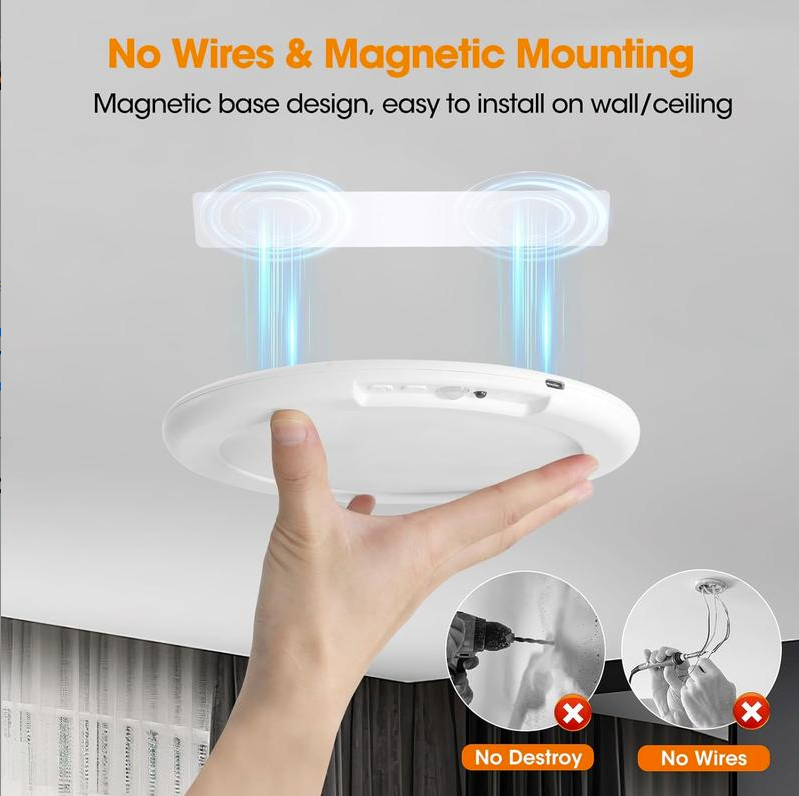 Rechargeable Motion Sensor Ceiling Light with Remote
