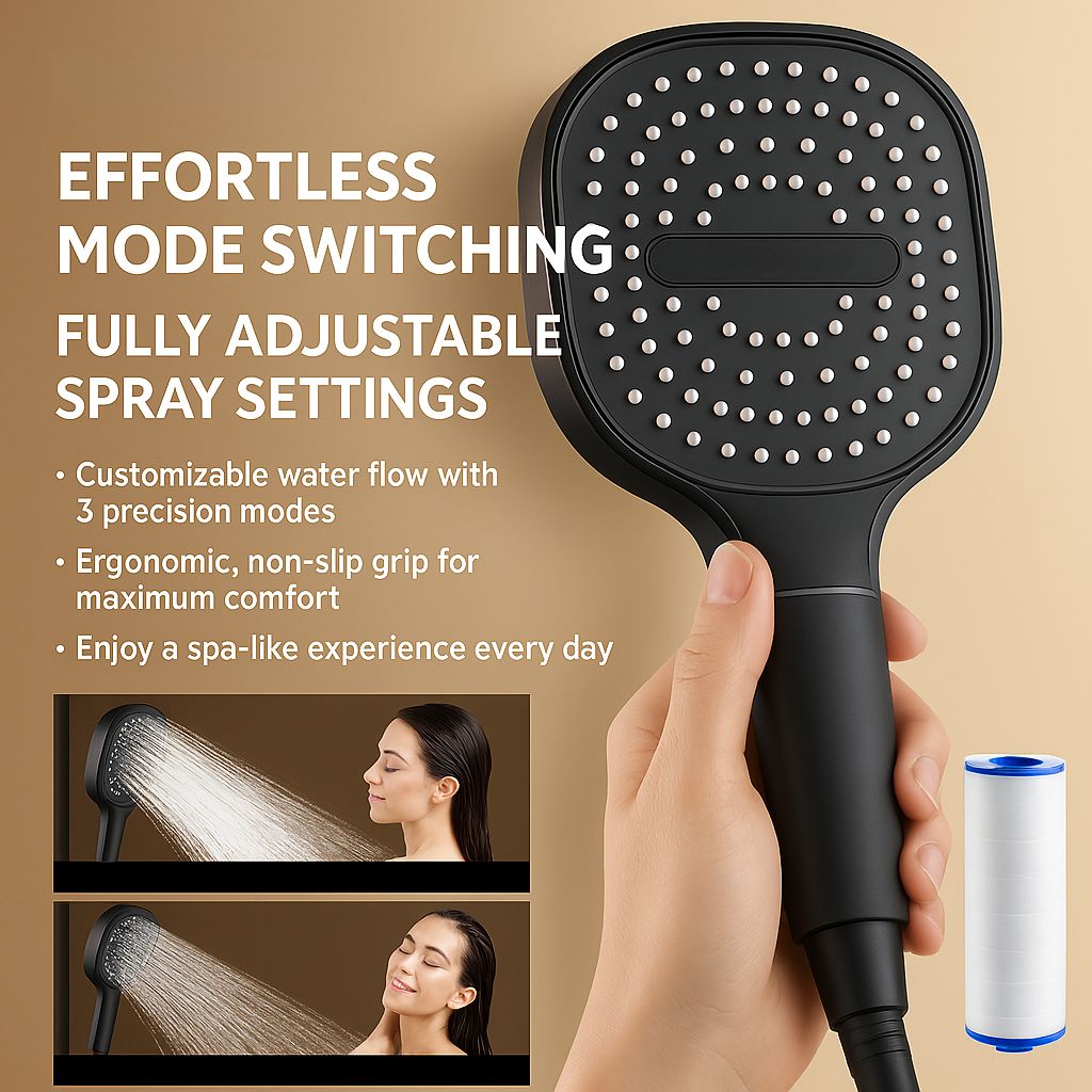High Pressure Shower Head with Turbo Boost Technology and Filtration
