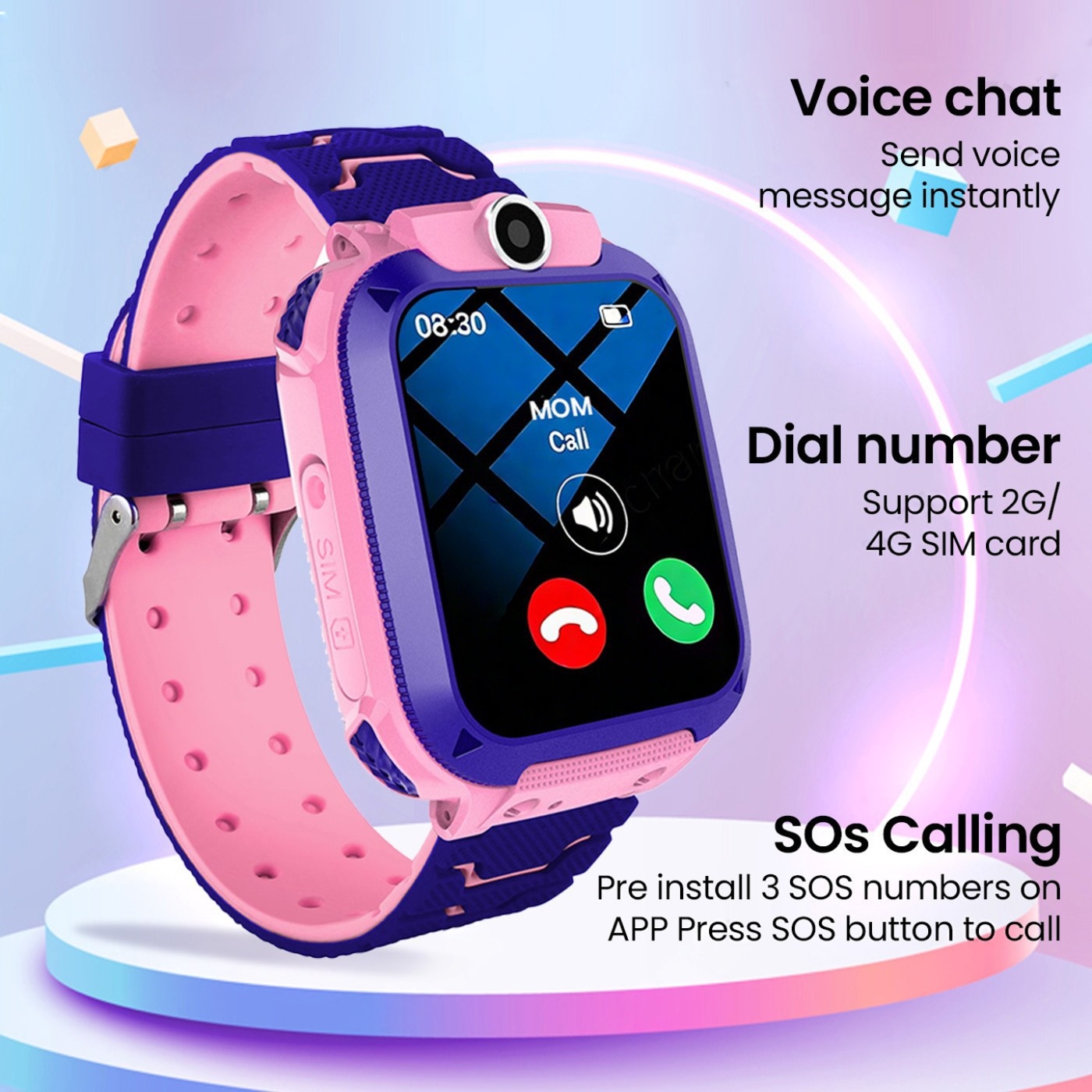 Kids Smart Watch with GPS Real-Time Location Tracker Safety Watch