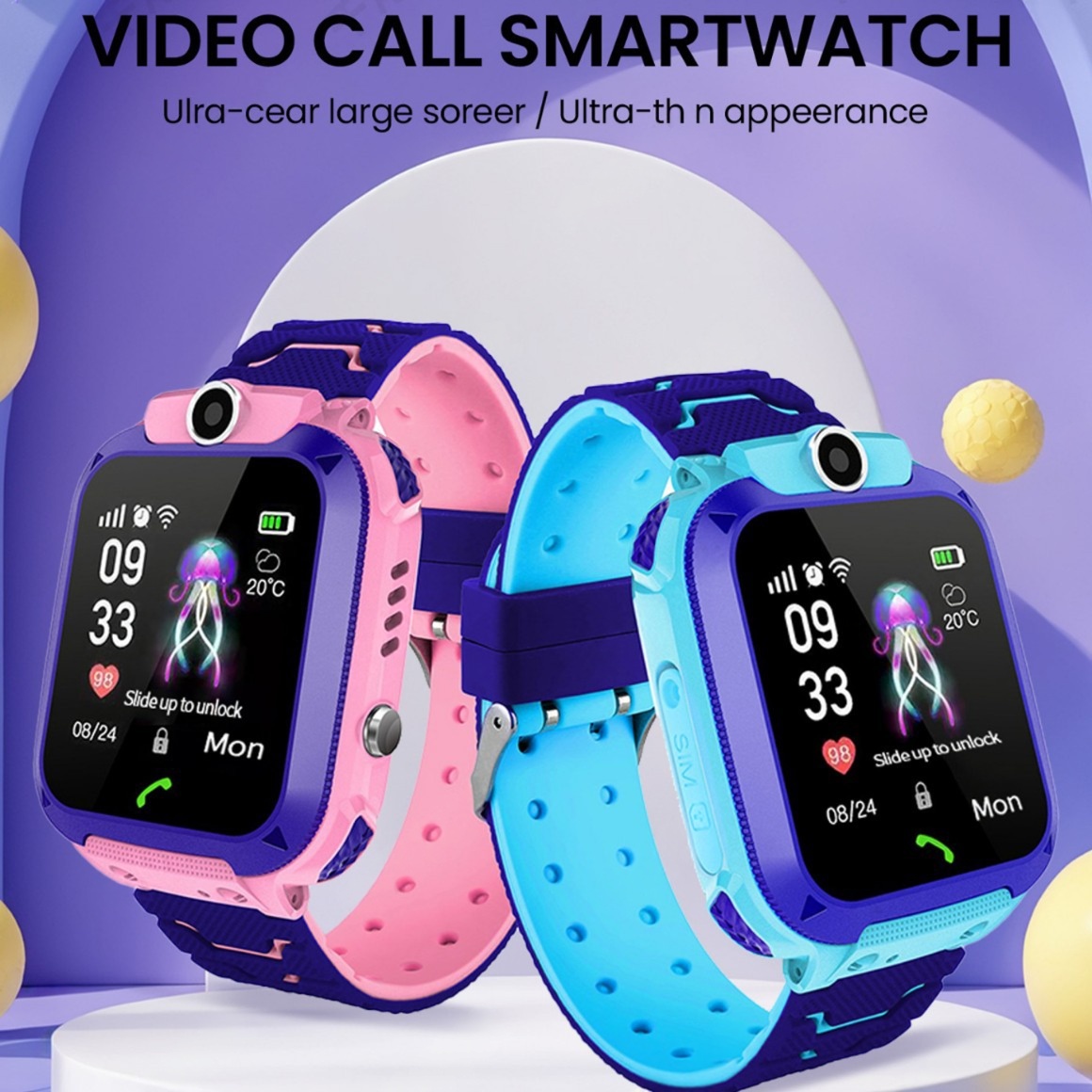 Kids Smart Watch with GPS Real-Time Location Tracker Safety Watch