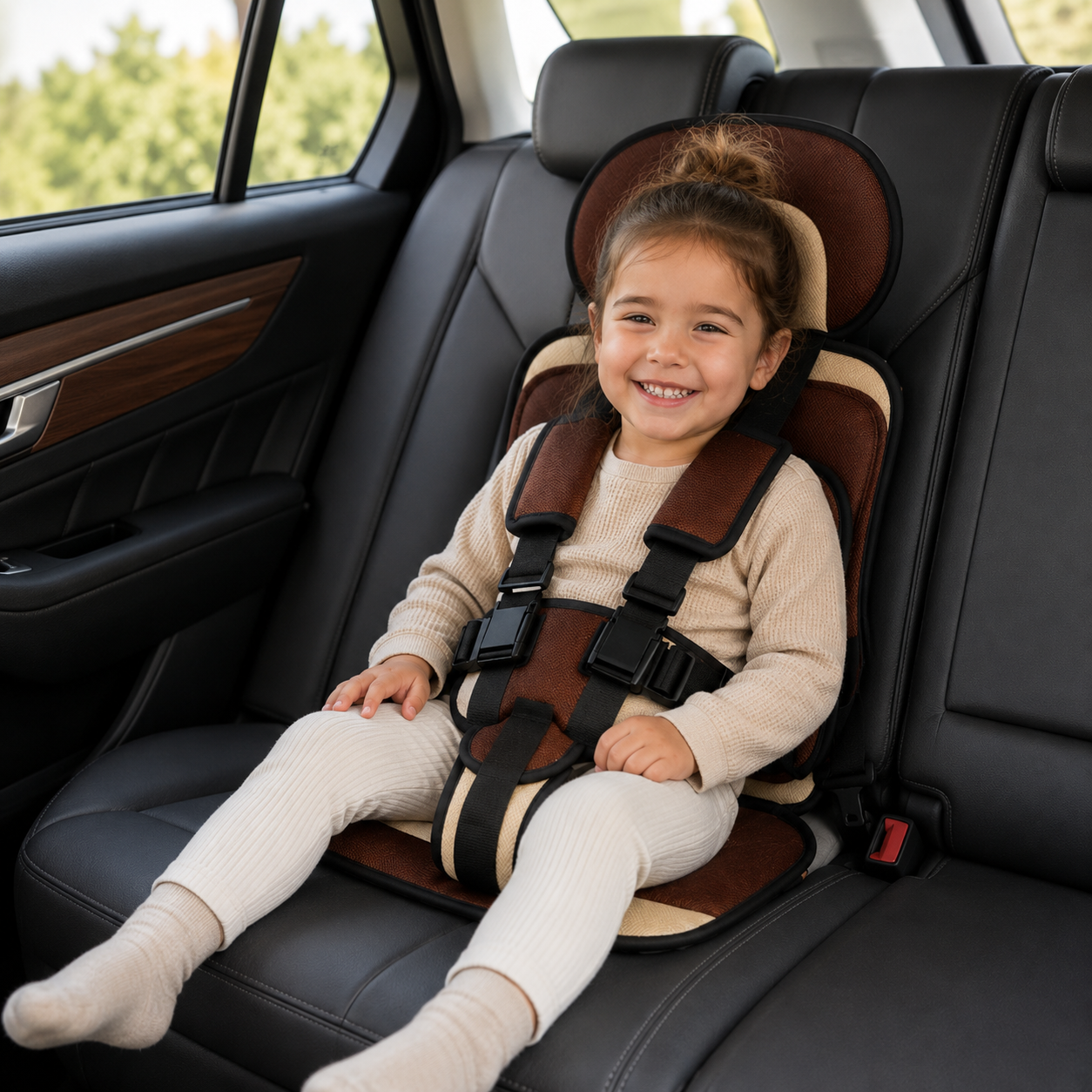 Travel Buddy | Portable Booster Car Seat with 5-Point Harness | Foldable Design for Easy Transport