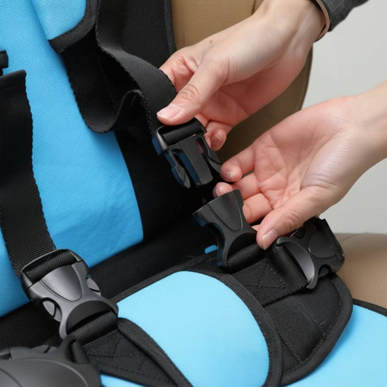 Travel Buddy | Portable Booster Car Seat with 5-Point Harness | Foldable Design for Easy Transport