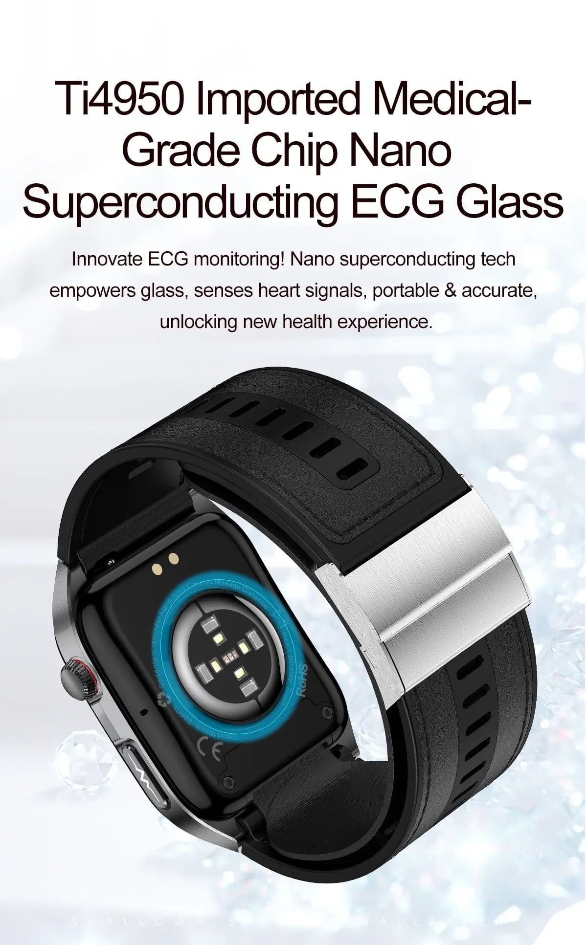 Blood Pressure Smartwatch with Continuous BP Monitoring, Heart Rate & ECG Fitness Tracker for Men Women
