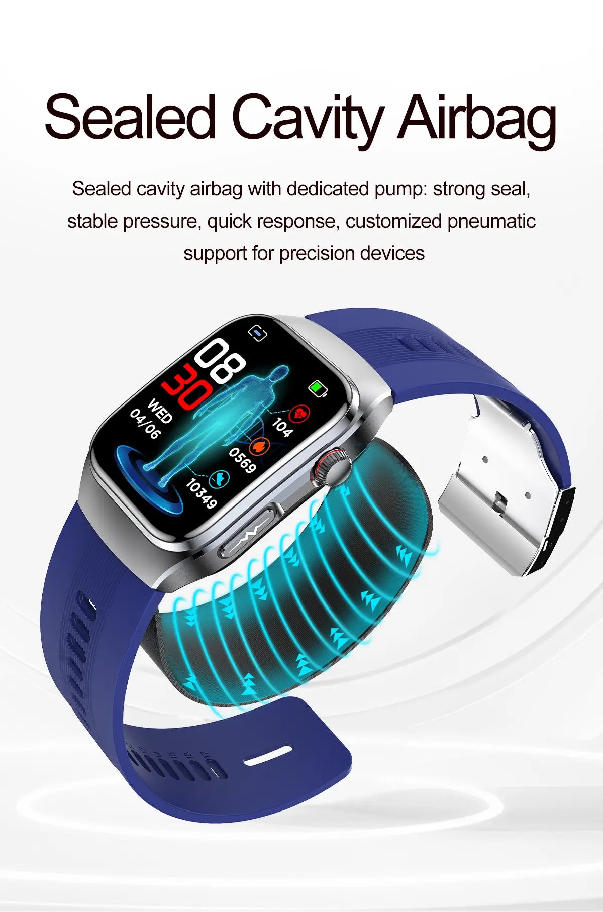 Blood Pressure Smartwatch with Continuous BP Monitoring, Heart Rate & ECG Fitness Tracker for Men Women