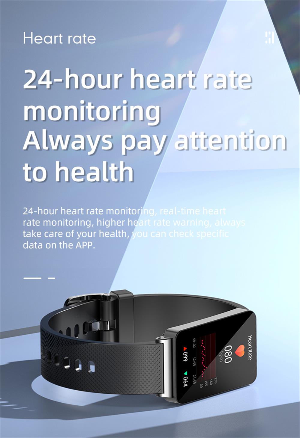 EP08 High-end ECG/EKG Blood Sugar Blood Oxygen Monitoring Waterproof Smart Bracelet