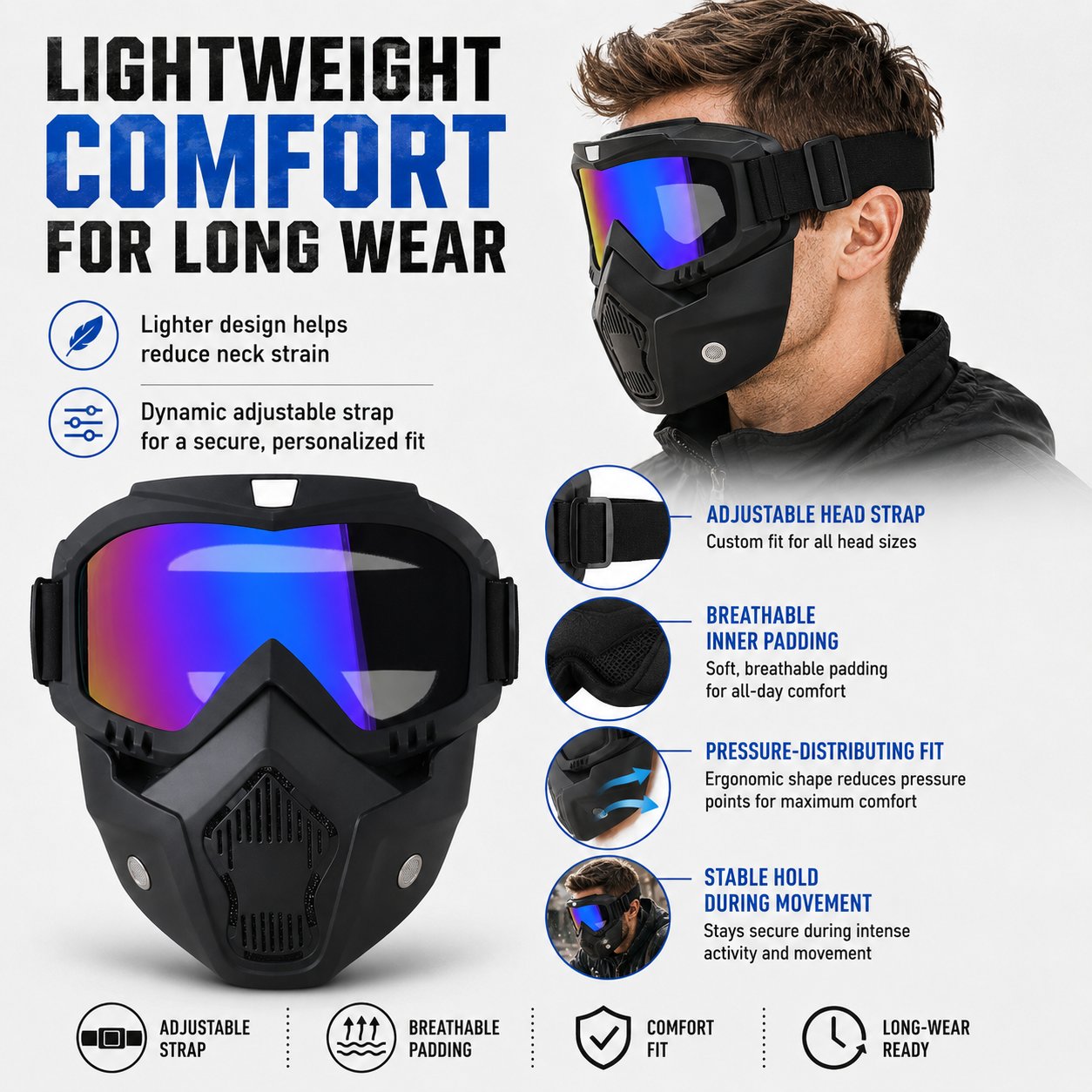 Full Face Mask For Lawn Mowing Grass | Multi-Functional All-Scenario Safety Face Mask