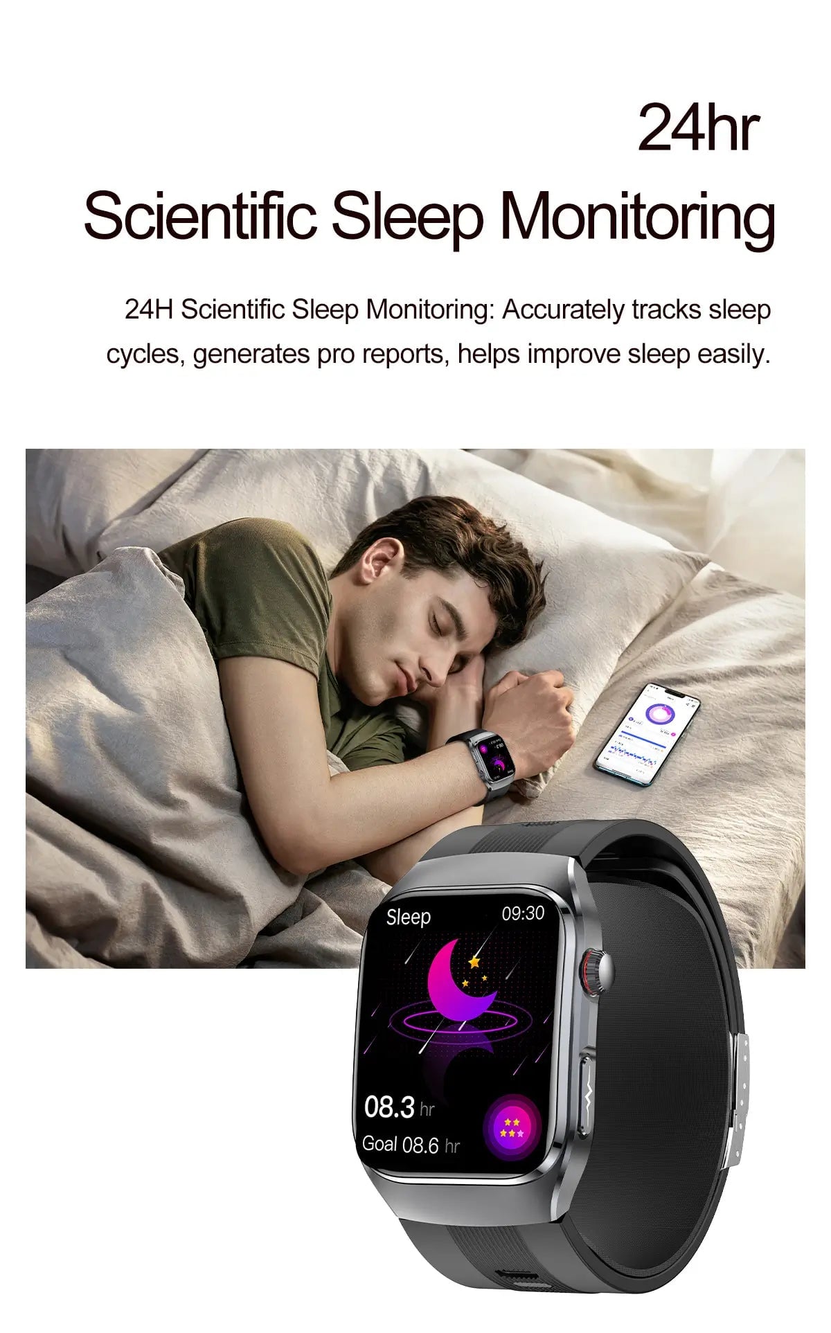 Blood Pressure Smartwatch with Continuous BP Monitoring, Heart Rate & ECG Fitness Tracker for Men Women