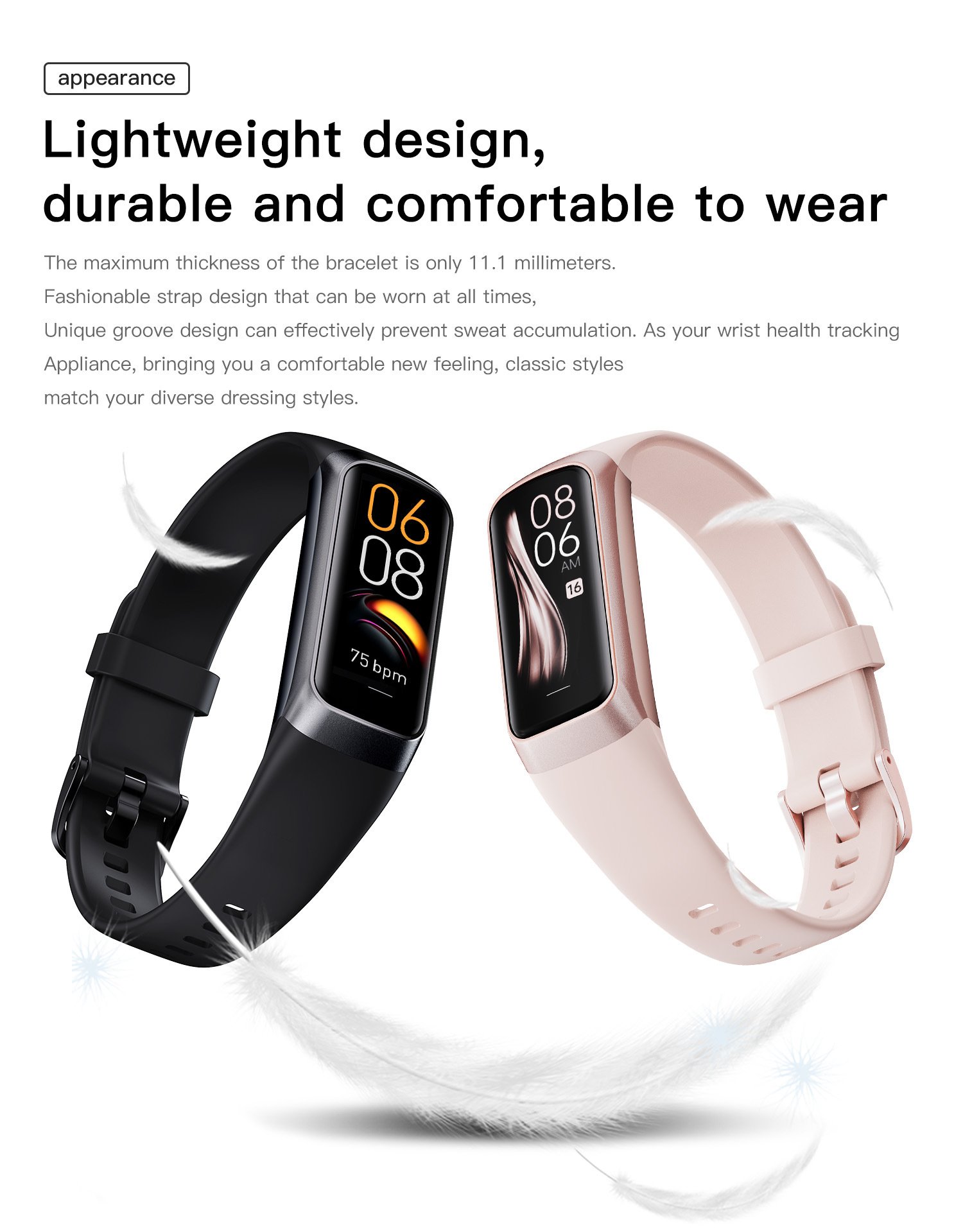 Style Waterproof Smart Fitness Tracker With Heart Rate