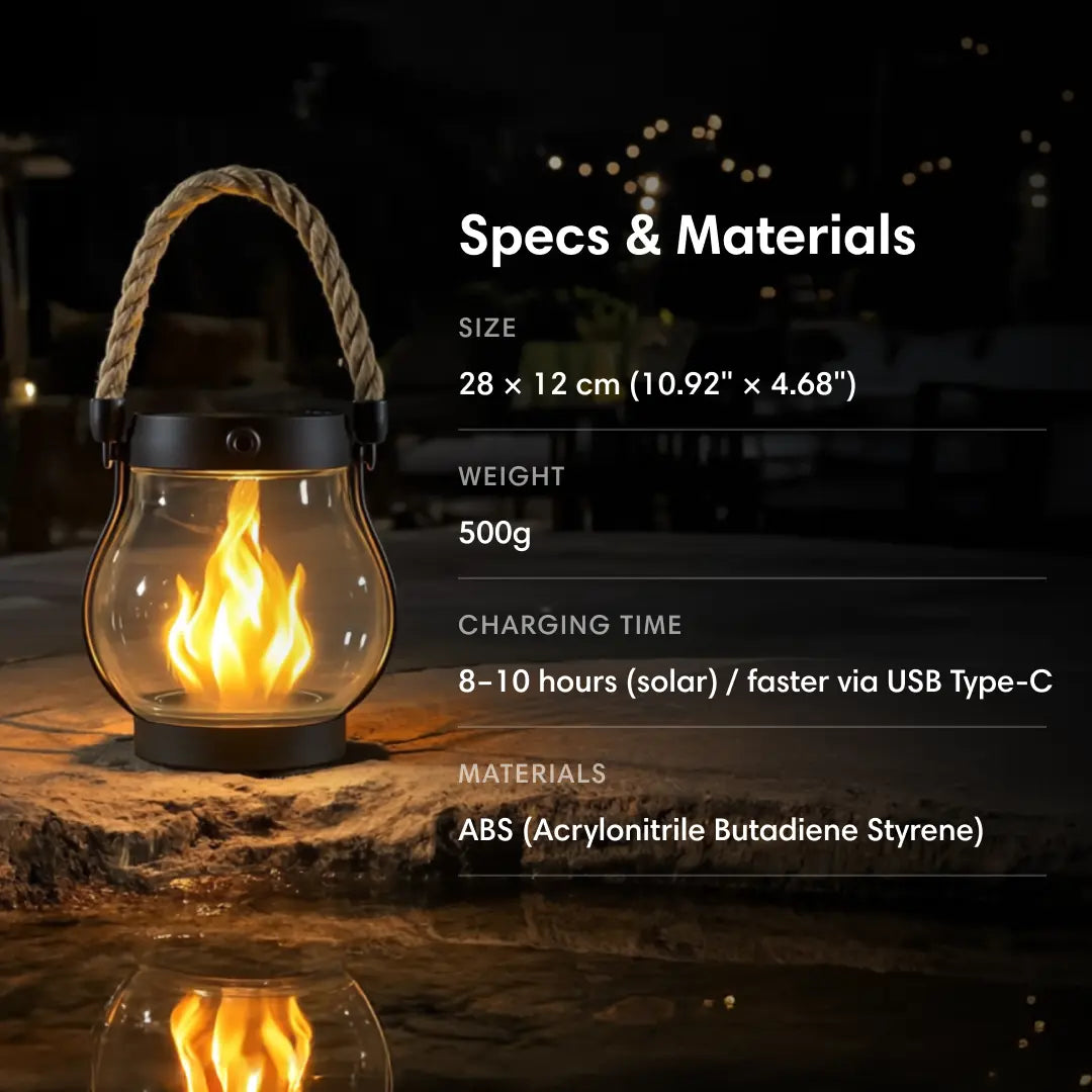 Lumora™ - Solar Lantern with Realistic Flame Effect