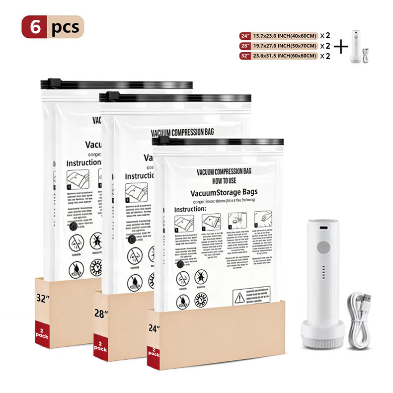 Cordless Travel VacuumStorage Compression BagSet