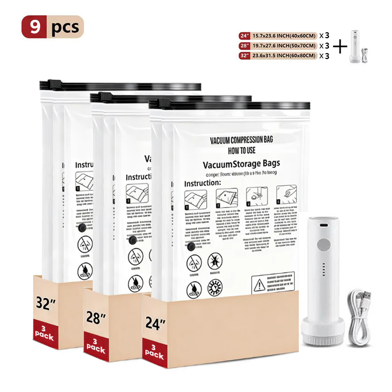 Cordless Travel VacuumStorage Compression BagSet