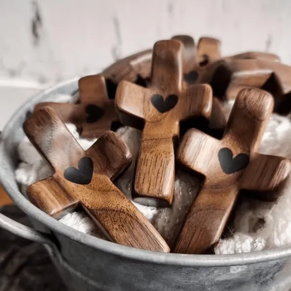 Handcrafted Wooden Cross My Heart — 100% Handmade & Faithful Symbol