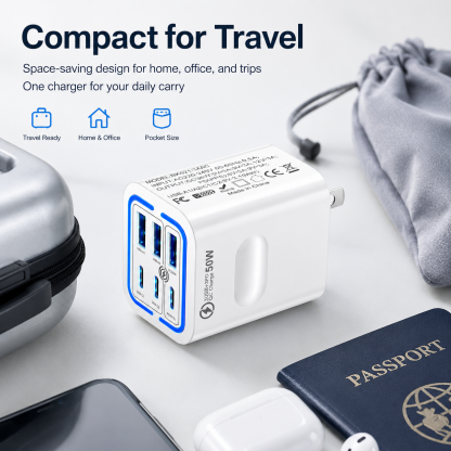 Portable Multi PortCharging Station 50w, 6-Port USB C & USB A