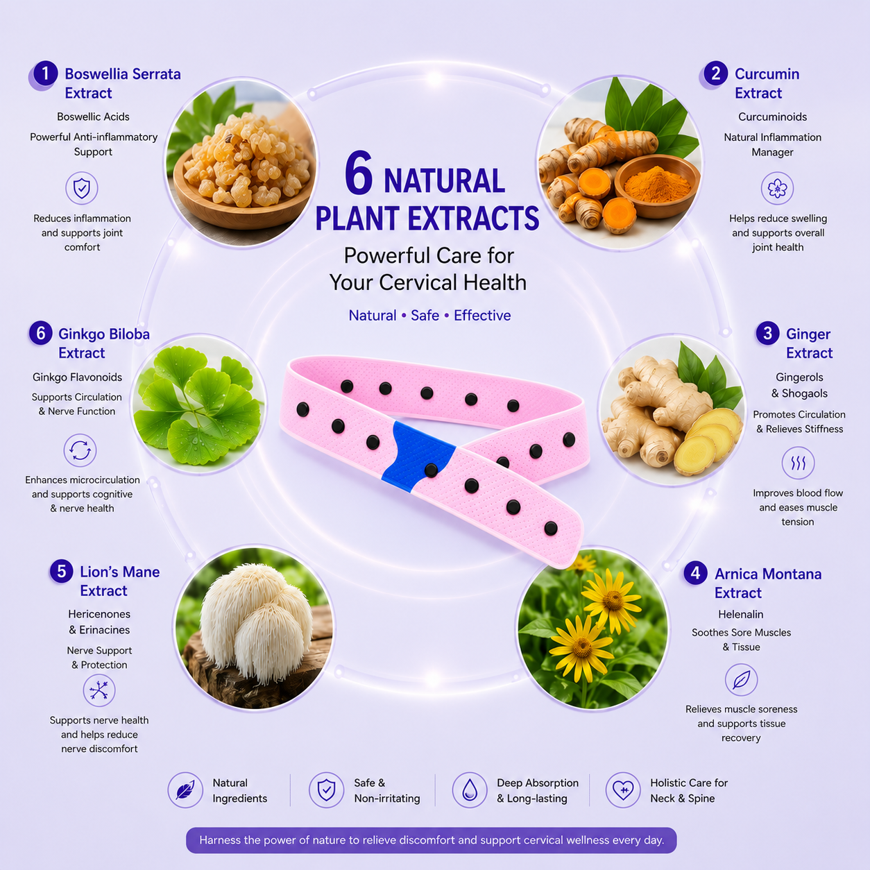 Deep Neck Recovery Powered by Biomagnetic Technology & 6 Natural Plant Extracts(Suitable for Forward Head Posture、Dowager's Hump、Straight Neck Syndrome、Cervical Spondylosis、Cervical Disc Herniation、Cervical Radiculopathy、Cervical Spinal Stenosis）