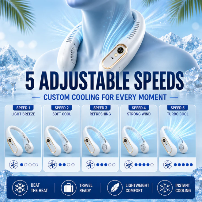 ❄️2026 Semiconductor NeckCooling Fan - Cool-Touch Plate,720° Airflow & Hands-FreeSummer Comfort