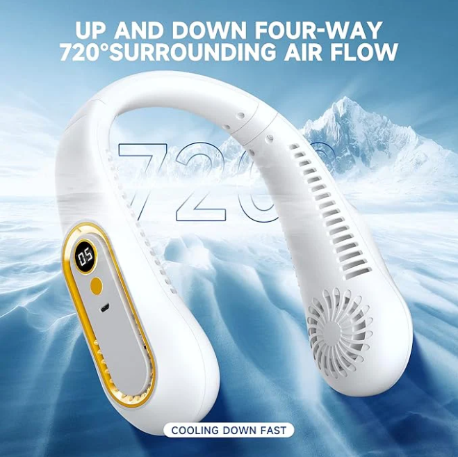 ❄️2026 Semiconductor NeckCooling Fan - Cool-Touch Plate,720° Airflow & Hands-FreeSummer Comfort