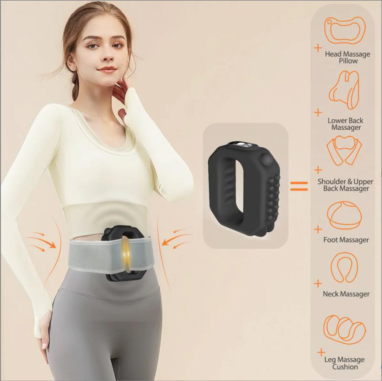 Rechargeable Fascia Ring Vibration Slimming Belt & Fascia R10 – Cordless Deep Tissue Massager, Adjustable Belt for Waist, Back, and Thighs – Helps with Postpartum and Post-Exercise Recovery, Reduces Fat Accumulation