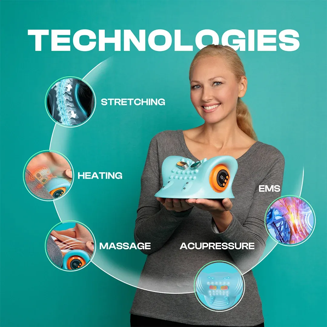 Electric Muscle Stimulation Neck Massager CordlessKneading for Pain Relief Deep Tissue 6 Adjustable MassageStrength