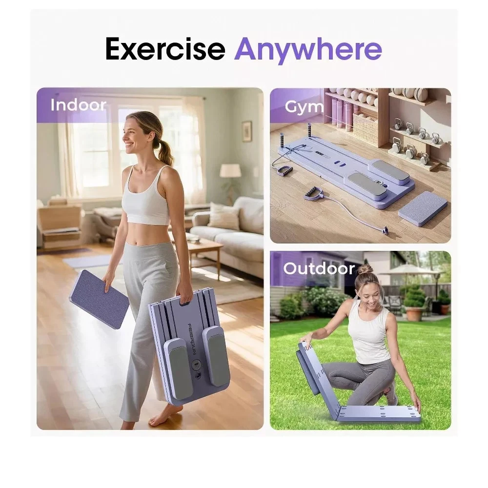  Foldable Pilates Reformer, Portable Pilates Board for Full Body Workout