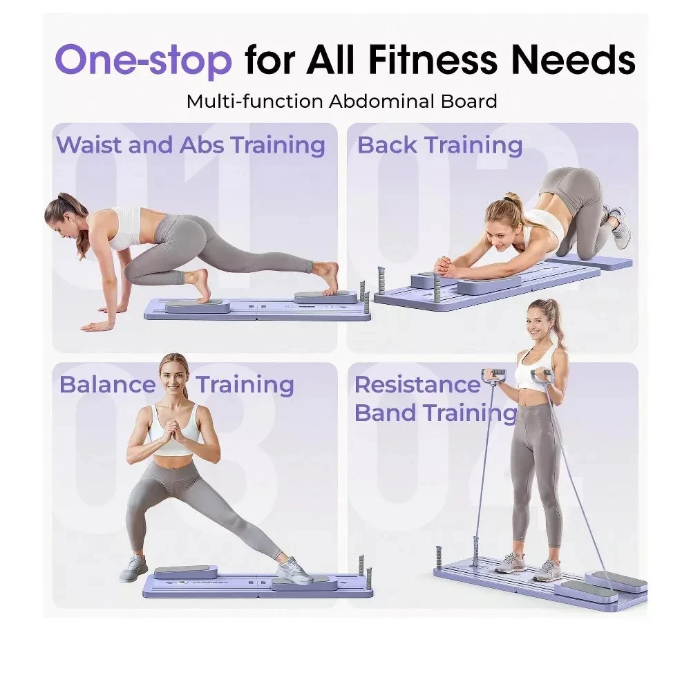 Foldable Pilates Reformer, Portable Pilates Board for Full Body Workout