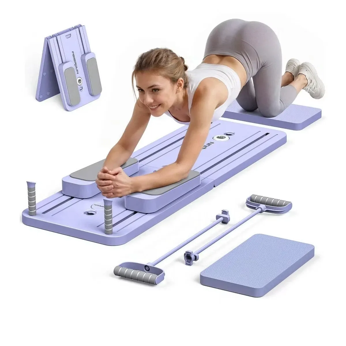  Foldable Pilates Reformer, Portable Pilates Board for Full Body Workout
