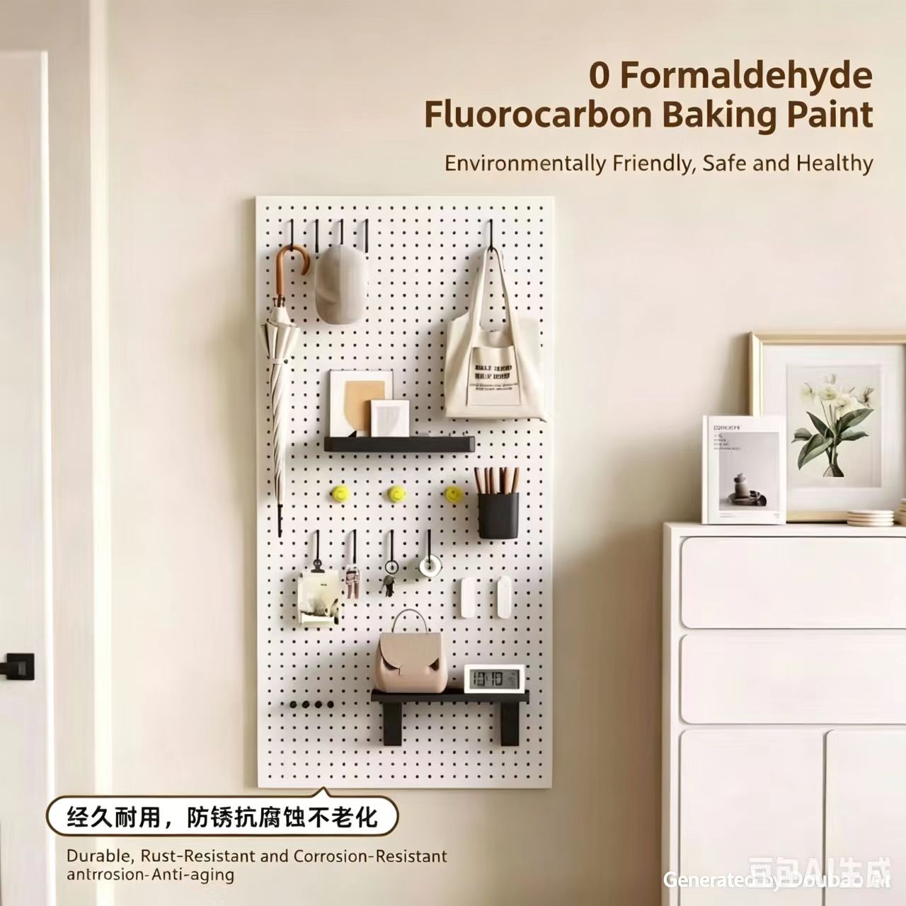Magnetic Metal Pegboard Wall Mount, Heavy Duty Steel Perforated Display Board, Custom Size Storage Organizer for Kitchen, Garage, Office